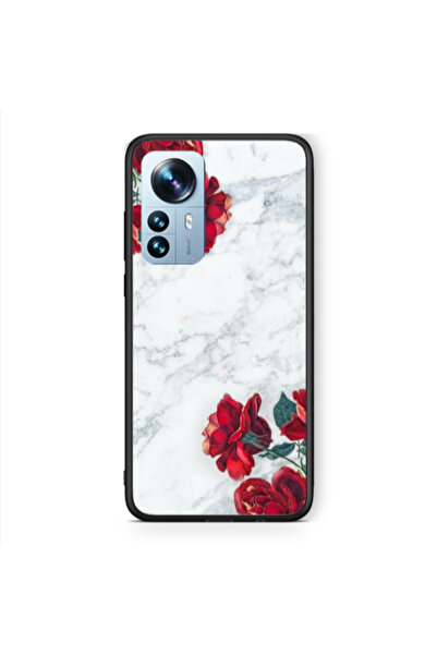 Other Xiaomi Mi 12 Pro Marble and roses Black Glossy Θήκη