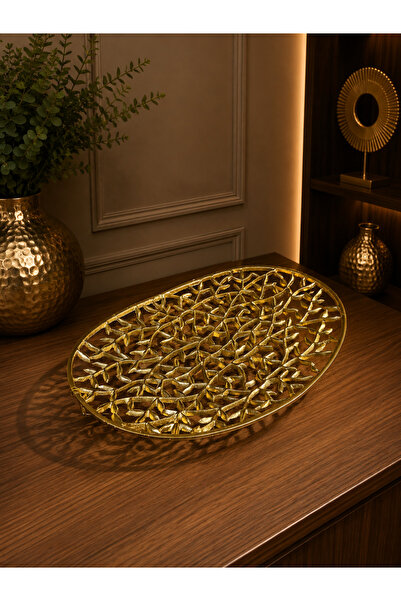city gold Dekoratif Pirinç Tabak 30 Cm Kayık