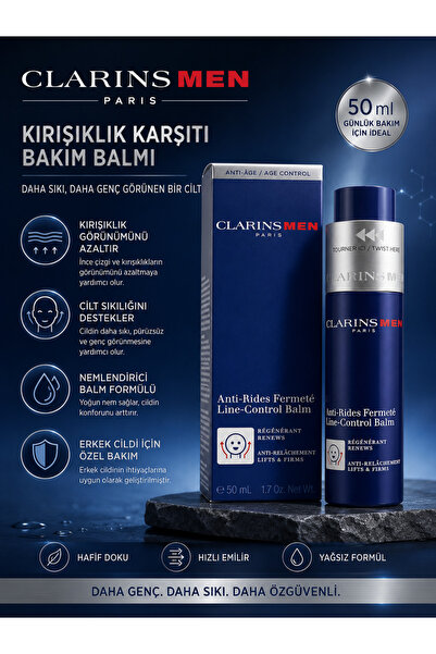 Clarins Men Yaşlanma Karşıtı Line Control 50 ml - Erkek Yüz Nemlendirici ve S...