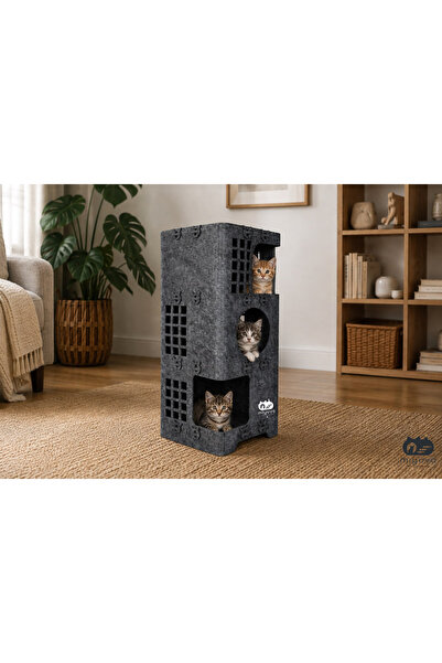 MİYUVA Keçe Kedi Evi – Demonte, Yıkanabilir, Taşınabilir Kedi Kulübesi –Ketok...