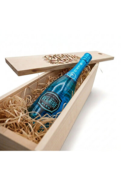 Luc Belaire Pachet Cadou Cutie Lemn Personalizata Vin spumant Fantome Bleu 12...