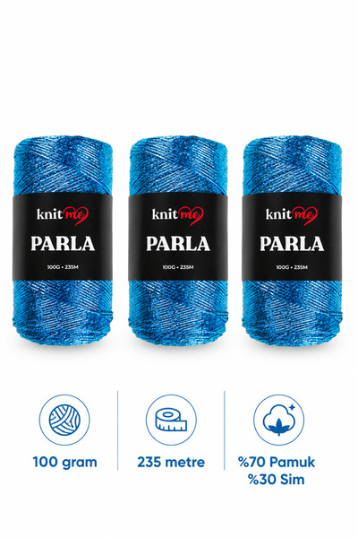 knitme Parla Örgü İpi 100 Gr 235 Mt Çanta İpi Supla İpi Pamuk Sim 3 adet