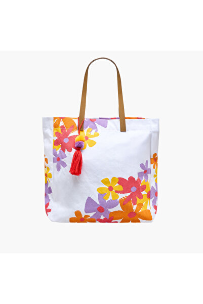 Lifestyle Floral Print Tote Bag with Double Handle