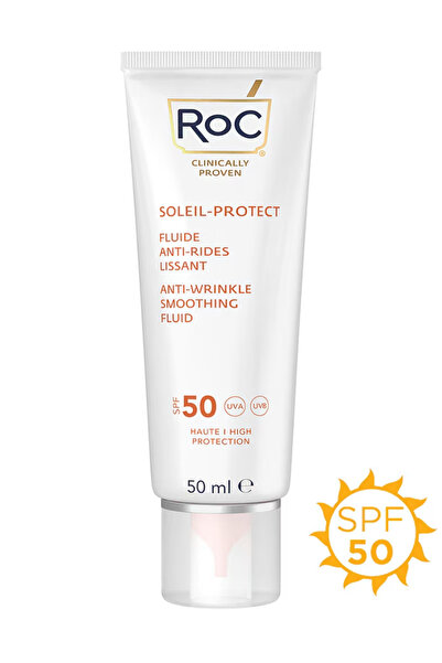 Roc Anti-Wrinkle Facial Sunscreen Spf50+ with Hyaluronic Acid, Unscented 50 ml