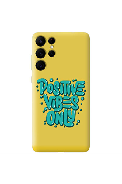 Other Samsung S22 Ultra Positive Vibes Only Yellow Colored Silicone TPU Θήκη