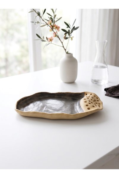 HAZEYA SERAMİK Special Design Handmade Stoneware Salad, Appetizer, Serving and Decorative Plate