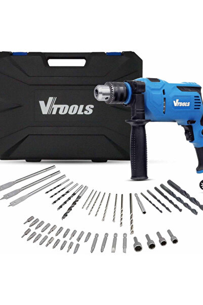 VTOOLS 112 Pcs 710 W Electric Impact Drill Set with 13 mm Keyed Chuck, 0-3000...