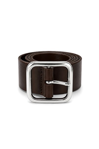 SHAKA Brown Shk3019 Women's Thick Faux Leather Waist Belt with Silver Buckle