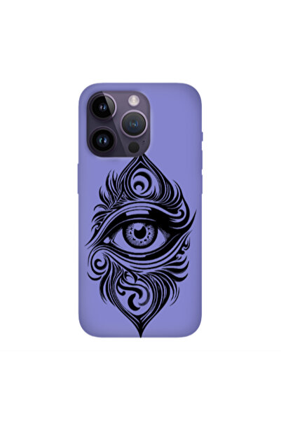 Other Apple iPhone 14 Pro Eye patterned drawing Purple Colored Silicone TPU Θήκη
