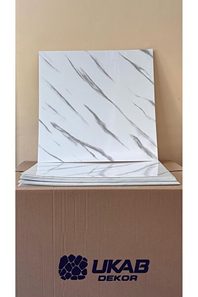 UKAB DEKOR 60x60 Cm Mermer Desenli Kendinden Yapışkanlı Seramik Köpük Pvc Duvar Paneli Banyo Wc Mutfak