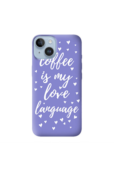 Other Apple iPhone 14 Coffe is my love language Purple Colored Silicone TPU Θήκη