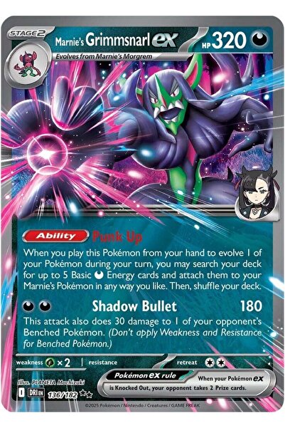 Pokemon TCG Marnie's Grimmsnarl Ex # 136 Pokemon Destined Rivals Original Card