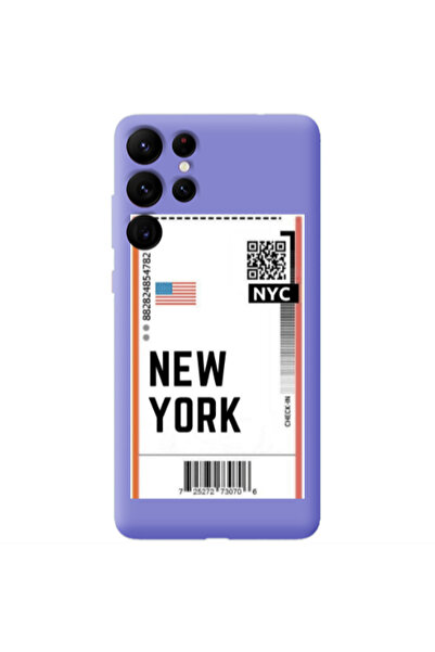 Other Samsung S22 Ultra New York NYC Purple Colored Silicone TPU Θήκη