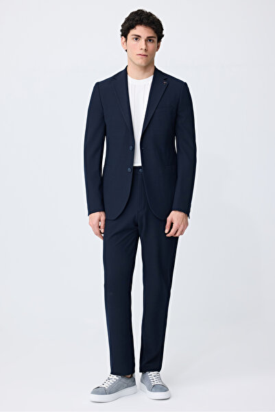 Tween Slim Fit Lacivert Çizgili Takim Elbise