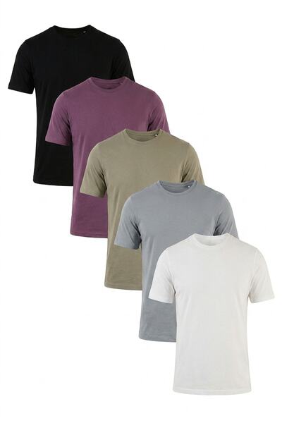 Buratti Cotton Regular Fit Crew Neck 5'Li Package t Shirt Men t Shirt 59020204S5