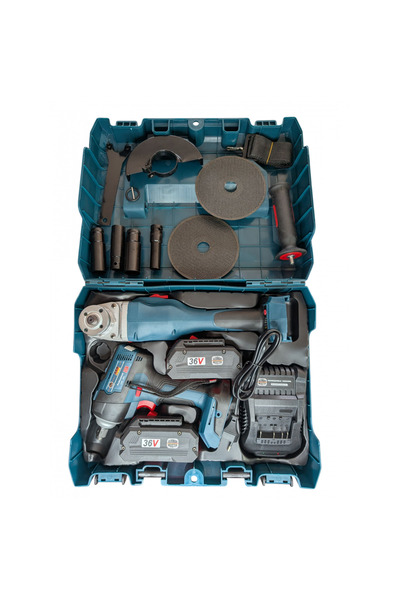 German Meister Trusa 2 scule cu flex si pistol impact, afisaj procent baterie...