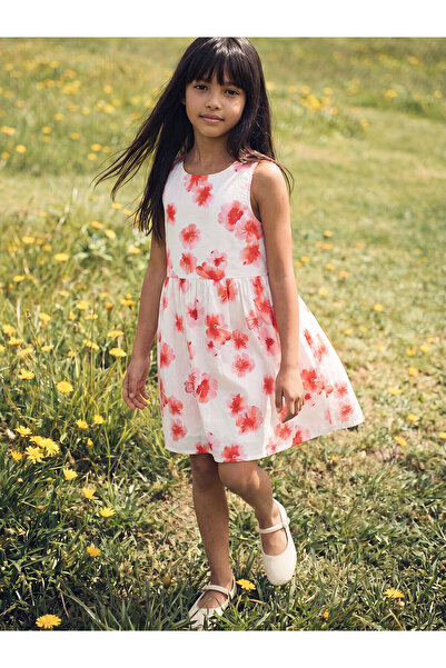 LC Waikiki Two Mt Shop Quality Oval Collar Floral Girl's Poplin Dress
