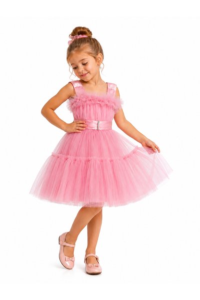 AHENGİM Girl's Tulle Evening Dress Princess Model Ak421