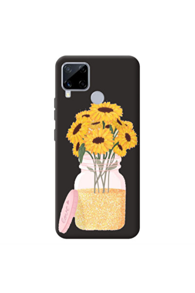 Other Realme C25S Daisies Black Colored Silicone TPU Θήκη