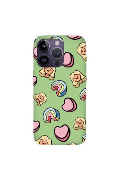 Other Apple iPhone 14 Pro Max Girl rainbow and hearts Light Green Colored Sil...