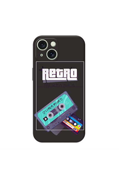 Other Apple iPhone 15 Mixtapes Black Colored Silicone TPU Θήκη