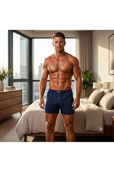 Mariposa Secret Işıl Men's Combed Cotton Buttoned Towel Waist Boxer 6 Pieces