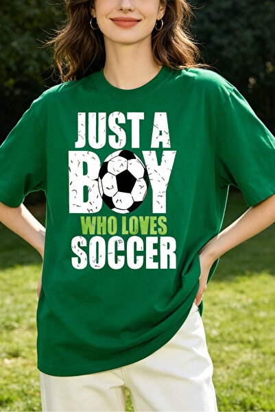 Fleck Womens T Shirts Just A Boy Who Loves Soccer Graphic Print Casual Loose ...
