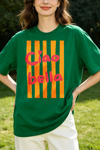 Fleck Womens T Shirts Ciao Bella Graphic Print Casual Oversized Style Summer ...