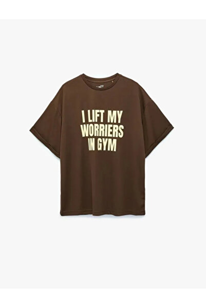 Koton Crew Neck Half Sleeve Printed Oversize Sports T-Shirt