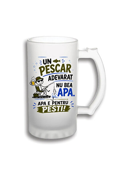 peGiftuiala Halbă Bere Personalizată 500 ml – Un Pescar Adevărat