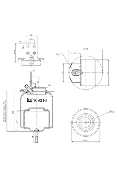 FEBI BILSTEIN Perna de Aer Spate (diametru: 175/234mm) Iveco Eurocargo I-iii ...