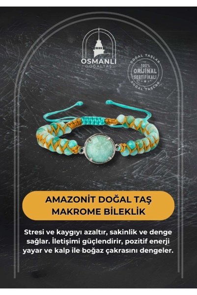 muhammed masum co Amazonit Doğal Taş Makrome Bileklik