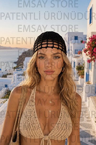 Emsay Store Glittery 100% Handmade Black Glittery Hand Knitted Summer Mesh Be...