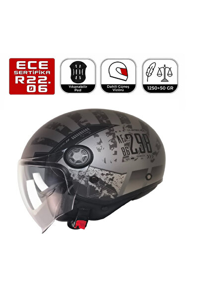 freem FR612 Rebo Motosiklet Kaskı Güneş Vizörlü Yarım Açık Motorcu Kask