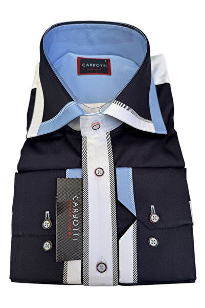 OEM Camasa barbati, bleumarin, maneca lunga, bumbac-poliester, marime L 41-42