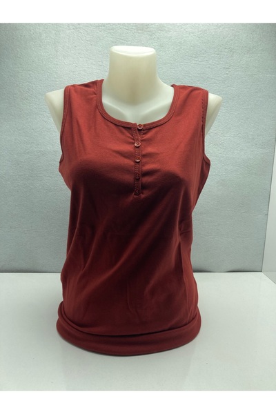 Ak Ench Women's Cotton Sleeveless Half Button Round Neck Basic Combed Cotton ...