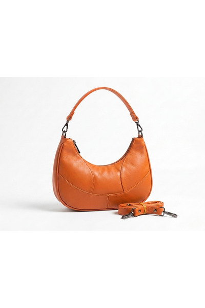 Rubel Bags Genuine Leather Women's Baguette Bag with Long Detachable Strap