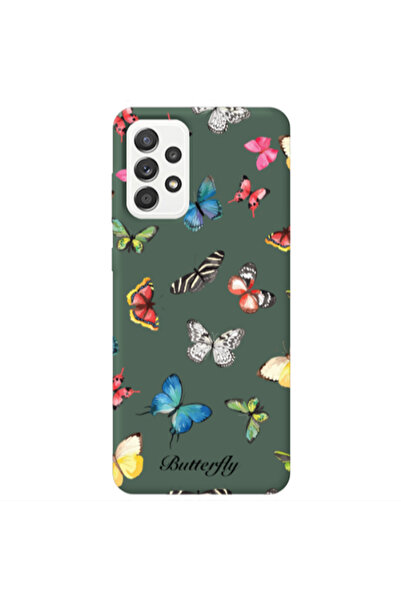 Other Samsung A52 Mixed Butterflys Dark Green Colored Silicone TPU Θήκη