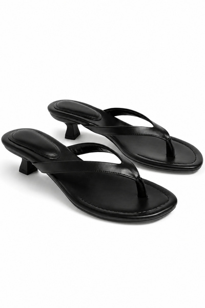 BonuStep Caliente ženske crne kožne klipklape, udobne sandale