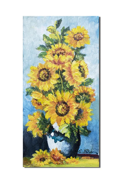 artnova Ръчно рисувана картина на слънчоглед, Чистота, 40x20см маслена на пла...