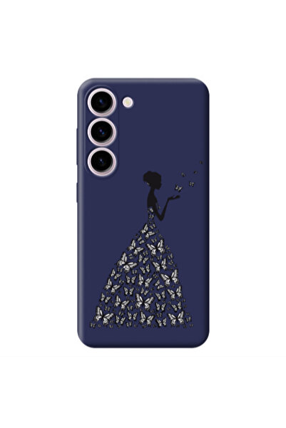 Other Samsung S23 Butterfly Girl Dark Grey Colored Silicone TPU Θήκη