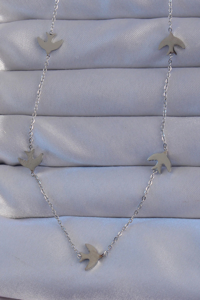 ARMÜZ 316L Steel Silver Color Bird Model Necklace