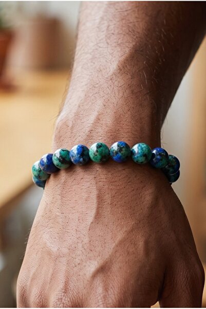NBS Beautiful Naturel Stones Men's Vip Azurite Natural Stone Bracelet 20 cm