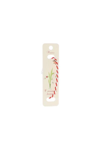 ButicCochet Brățară Martisor, Buticcochet, din material textil, 18 cm, Alb cu...
