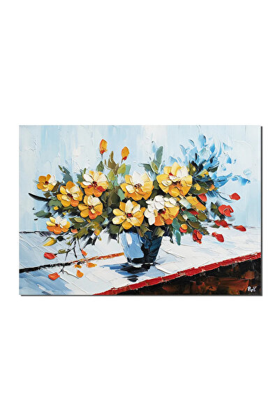 artnova 3D картина ваза с цветя, ръчно рисувана, за хол, спалня, 70x50см, мас...