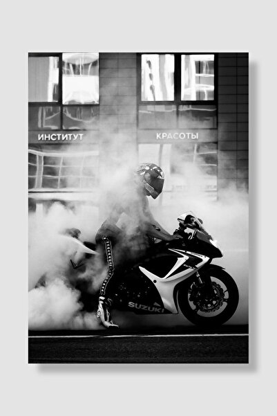 Luna Marissa Bikerski poster Crno-bela žena vozi motocikl Foto motorni poster...