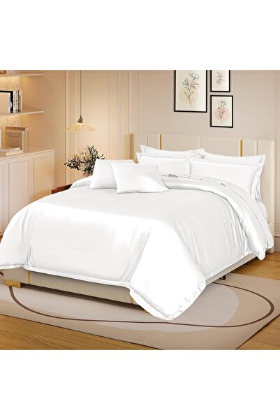 Siesta Zen 100% Egyptian Cotton 800TC Oxford Style Double Duvet Cover Set wit...