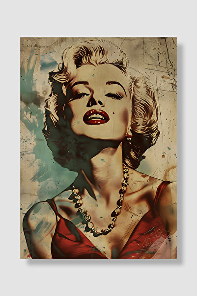 Luna Marissa Αφίσα της Μαρίλιν Μονρόε με vintage υφή grunge και κόκκινο φόρεμ...