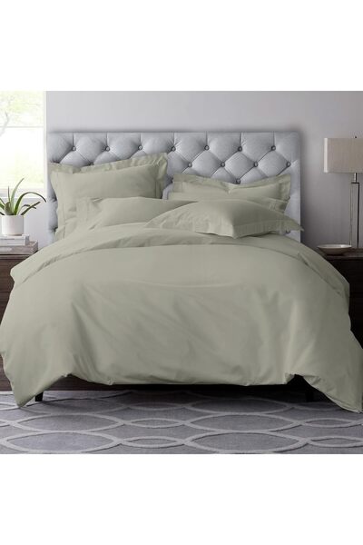 PIZUNA Deluxe 100% Cotton Double Duvet Cover Set 200x200 cm Silver, 600 Threa...
