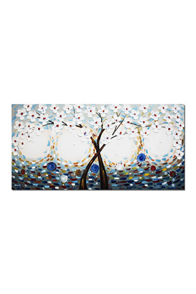 artnova Hand-painted painting, Tree of Life with white flowers, 120x60cm oil ...